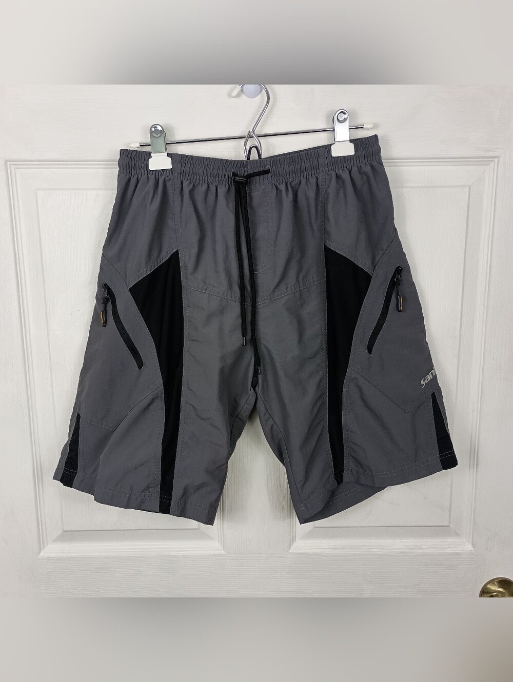 Santic Mountain Bike Cycling Shorts Mens Medium Gray Stretch Padded Ripstop